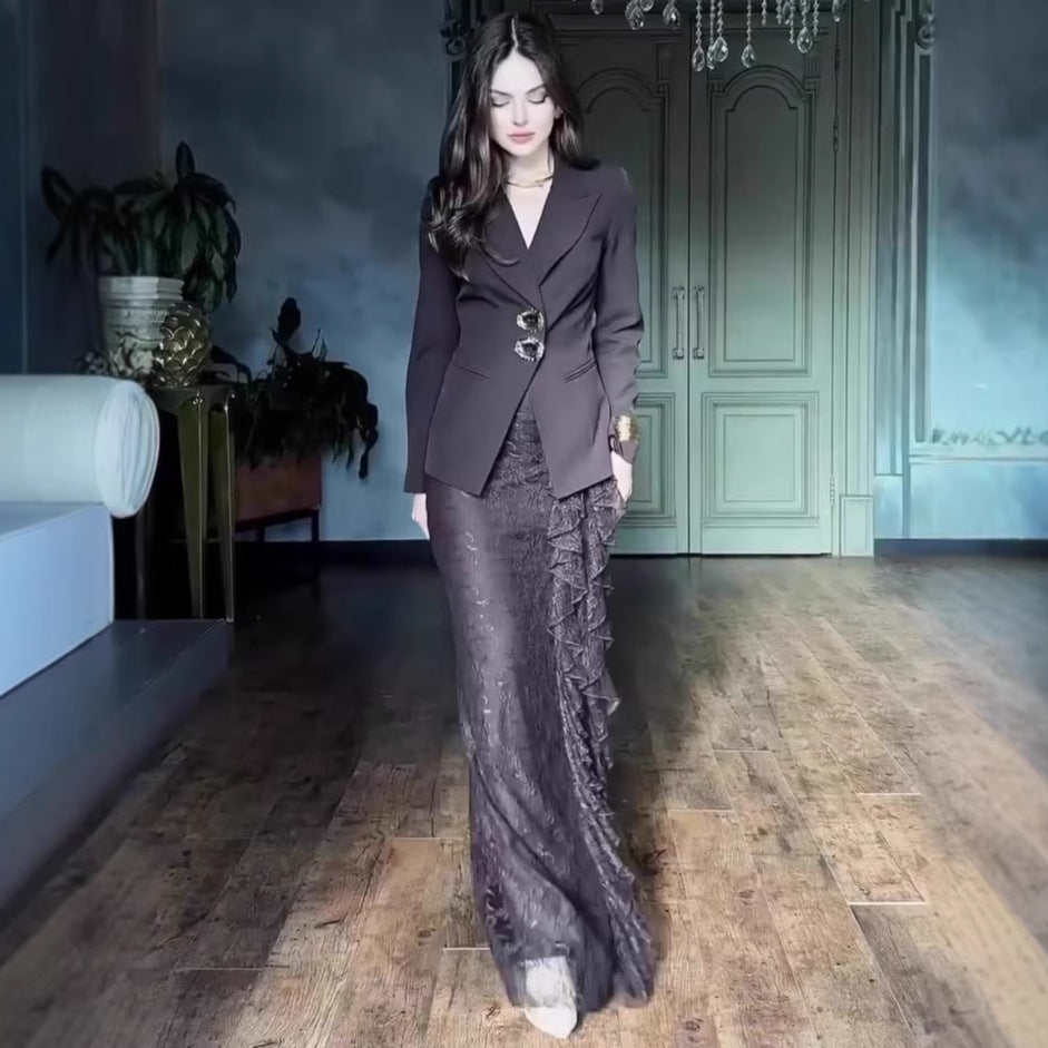 Elegant Autumn Long Sleeve Maxi Dress Set for Women  Casual Fashion Dress