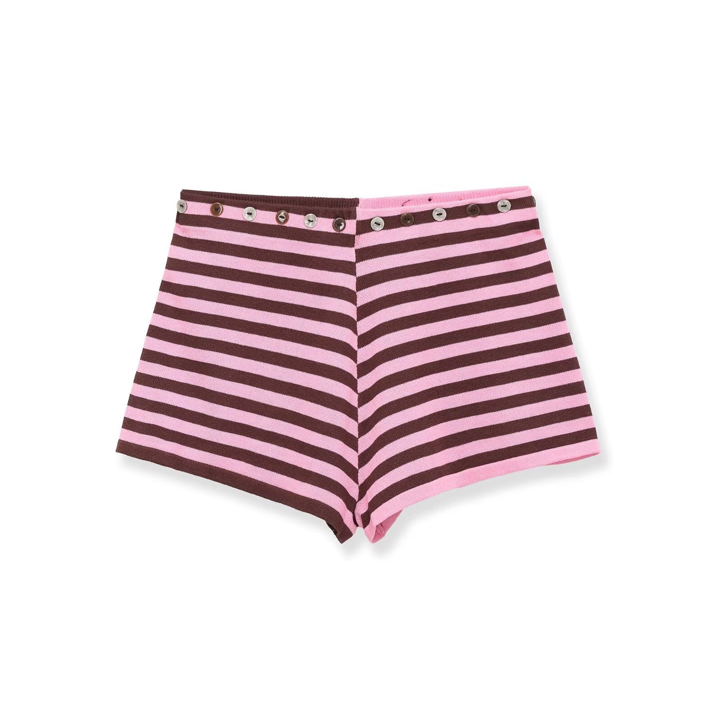 Striped breasted top+mini skirt set