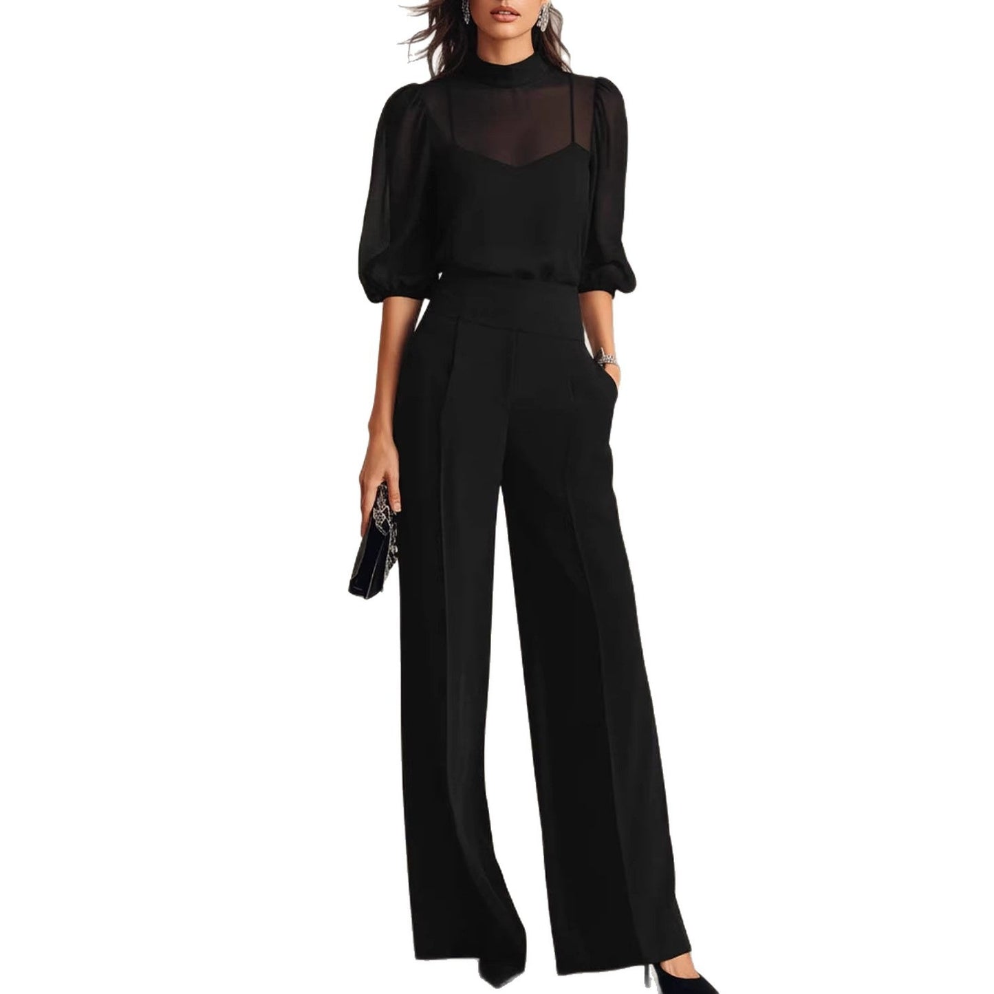 Printed Short Sleeve Wide Leg Pants Three-Piece Set for Women Summer Fashion Slim Fit Outfit