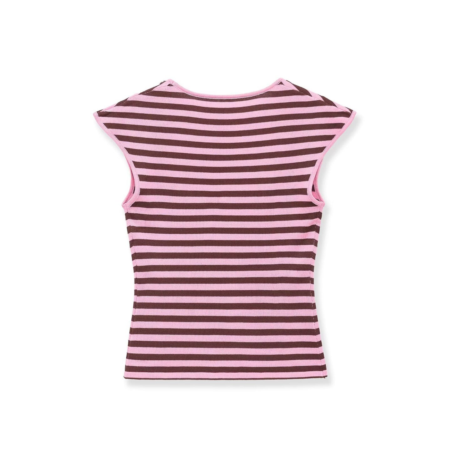 Striped breasted top+mini skirt set